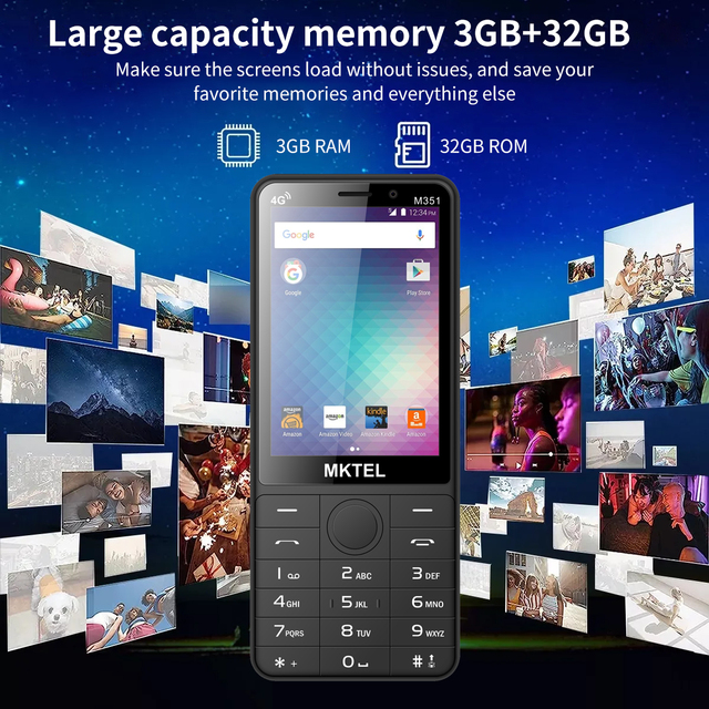 Unlocked 4G Volte Seniors Cell Phone Keypad FM Loud Volume Speed Dial 5MP Camera 2500mAh Battery Dual SIM Simple Basic Phone