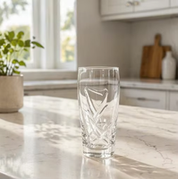 Verre à highball transparent à motif diamant gaufré, fond épais, idéal pour les jus et les boissons quotidiennes – Nouveauté très prisée