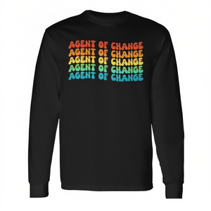 T-shirt a maniche lunghe Agent Of Change con design accattivante, abbigliamento promozionale - Product Image 2