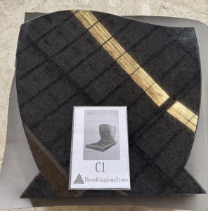 Monument funéraire en granit poli miroir, courbe en S, avec inscription personnalisée au laser, style européen vertical, avec base - Product Image 4