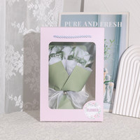 Bouquet de roses éternelles florales de petite taille de qualité supérieure, boîte cadeau artisanale en papier avec ruban métallisé, nœud et bouton perlé pour anniversaire et Saint-Valentin