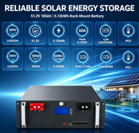 Baterai LiFePO4 51.2V 100Ah 5.12kWh Terpasang di Dinding dengan BMS Terintegrasi, 6000 Siklus, Untuk Penyimpanan Energi Surya Rumah, Sistem Off Grid Rumah Tangga