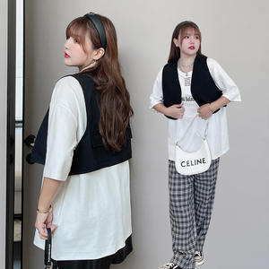 Changshu-Chaleco negro con cremallera para mujer, talla grande, N8128, chaleco holgado de algodón liso en capas para mujer adulta - Product Image 3