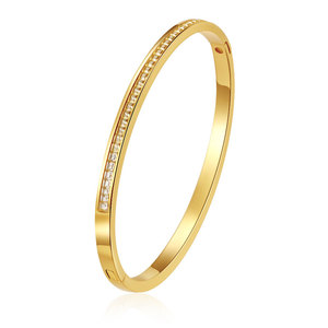 กำไลข้อมือแฟชั่นสแตนเลสสตีล 316L ชุบทอง 14k 18k ประดับเพชร CZ แบรนด์ดีไซเนอร์สำหรับผู้หญิง - Product Image 6