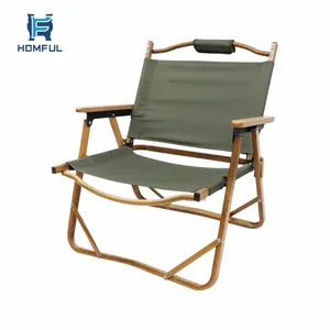 HOMFUL faggio verde militare bracciolo pieghevole sedia in legno Glamping esterno sedia da campeggio pieghevole