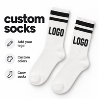 Chaussettes côtelées blanches personnalisées, longueur mi-mollet, avec doubles bandes noires, logo tricoté style écrit à la main, chaussettes de sport décontractées couleur personnalisée
