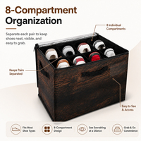 Boîte de rangement pour chaussures en bois grainé avec couvercle transparent, 12 compartiments, étui anti-poussière à fermeture éclair – Offre Spéciale