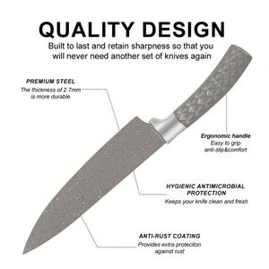 Juego de Cuchillos de Cocina Profesionales Modernos de 6 Piezas, Antiadherentes, de Acero Inoxidable, con Mango de PP, para Verduras, Filetes y Cocina - Product Image 2
