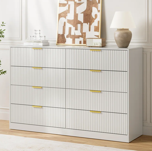 Commode à tiroirs pour chambre à coucher avec 8 tiroirs, 55 pouces de large, commode moderne avec poignée en métal - Product Image 6