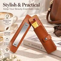 Pochette à rouge à lèvres avec miroir intégré, fermeture à fermoir, double poche, légère, portable, cadeau beauté GWP, impression sur soie personnalisée OEM