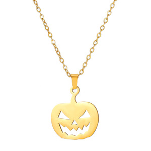 Stainless Steel Halloween Necklace Bracelet Set <b>Pumpkin</b> Skull Ghost Pendant Fashion Jewelry Gift for Women - Product Image 5
