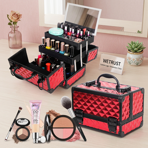 Estuche <span class=keywords><strong>de</strong></span> <span class=keywords><strong>Maquillaje</strong></span> <span class=keywords><strong>para</strong></span> <span class=keywords><strong>Niñas</strong></span>, Disponible en Existencia, <span class=keywords><strong>Caja</strong></span> <span class=keywords><strong>de</strong></span> Cosméticos con 2 Bandejas, <span class=keywords><strong>Caja</strong></span> <span class=keywords><strong>de</strong></span> <span class=keywords><strong>Maquillaje</strong></span> con Cerradura y Espejo, Organizador <span class=keywords><strong>de</strong></span> Almacenamiento <span class=keywords><strong>de</strong></span> Joyas - Product Image 1