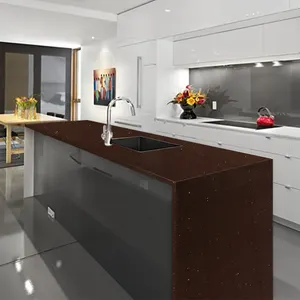 Shandong Huifeng Graniet Acryl Keuken Solid Surface Werkbladen Bruin Keuken Eiland Keuken Werkbladen