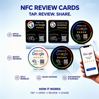 Autocollant de table NFC en PVC |   Carte de visite RFID en PVC durable 13,56 MHz avec support adhésif, étanche, pour hôtels et avis Google