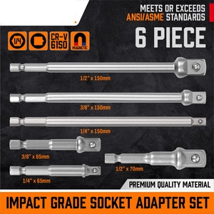 Tác động lớp ổ cắm Adapter set1/4 "3/8", và 1/2 "Ổ đĩa | 3" 6 "và 10" Ổ cắm điều khiển Bộ chuyển đổi - Product Image 2