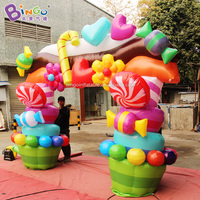Arche gonflable personnalisée à LED, décoration d'entrée, accessoires publicitaires, arche gonflable en forme de bonbon pour les événements de mariage, décoration de fête