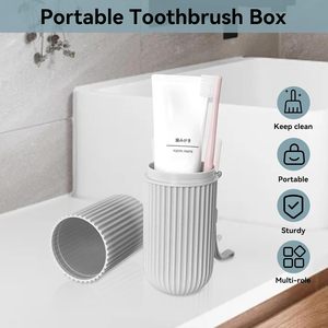Portable Travel <b>Toothbrush</b> Dispenser <b>Case</b> Sustainable Plastic Dustproof Wash Cup Set Convenient Bathroom Accessory - Product Image 3