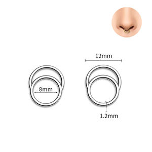 Anneaux de nez en titane ASTM F136, doubles anneaux sexy pour l'oreille, cartilage, <span class=keywords><strong>tragus</strong></span>, <span class=keywords><strong>piercing</strong></span> nasal, bijoux de mode, cadeaux pour femmes - Product Image 3