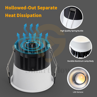 Spot LED encastré dimmable 3W 5W 7W 9W 12W, projecteur LED en aluminium anti-éblouissement COB, spots de plafond sans cadre