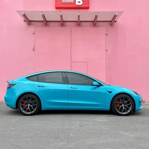 Euromaster top sale car wrapping film PET super gloss miami blue cambia colore per Tesla Model Y near me