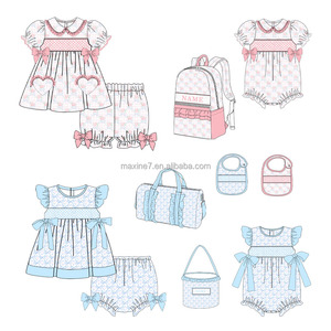 Abbigliamento Smock per Bambini, Boutique di Abiti Ricamati per Bambine con Vestito e Pantaloni, Pigiami in Cotone Personalizzati per Bambini - Product Image 3