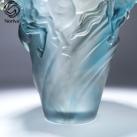 Vase Sculpté Chevaux au Galop en Liuli de Luxe, Ornement Artisanal Emballé en Coffret Cadeau Premium pour Cadeaux d'Affaires