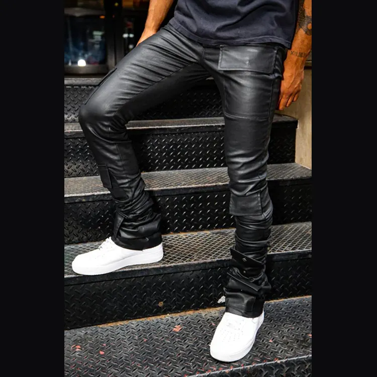 DiZNEW oem vintage men's slim fit jeans straight casual quality cotton waxed denim pants jeans