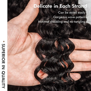 Extensions de cheveux humains au crochet Deep Wave Feathers, bouclées serrées, pré-séparées, sans nœuds, avec boucle <span class=keywords><strong>pour</strong></span> tressage - Product Image 5