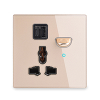 LangYeao UK Evrensel Priz USB Type-C ile, 13A/16A Evrensel Priz 2.1A Temperli Cam Panel 4 Renk LED Göstergeli