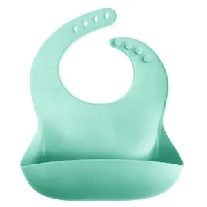 Eco Friendly BPA Free Waterproof Easy To Clean Silicone Baby Feeding Bib