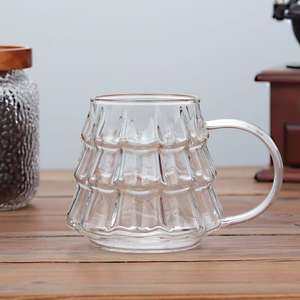 M 350ml tasse à café en verre transparent avec poignée forme d'arbre de Noël lait petit déjeuner tasse en verre cuisine verres pour cadeaux - Product Image 4