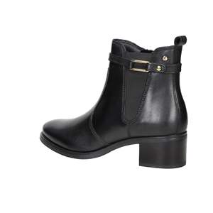 Bottines pour femmes Keys K-11385 en cuir noir à talon bloc style Chelsea - Product Image 3