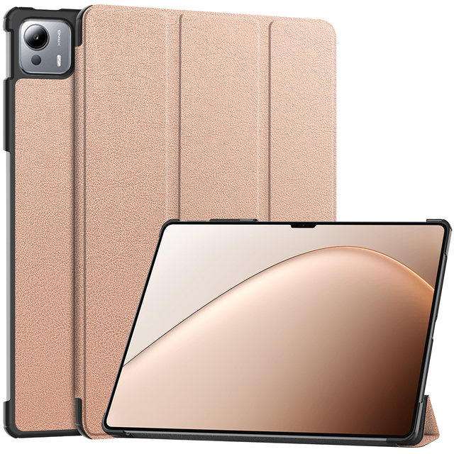 Tablet Smart Case PU Leather Tri-fold Caster Hard Shell for Xiaomi Redmi Pad 2 12.1 12.4 7s 12.5 7 ultra 14 Pro PC Flip Cover