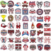 Parches de Béisbol para Mamá, Bordados en Rojo, Blanco y Azul, con Diseños de Bate y Guante, para Planchar en Camisetas, Uniformes, Regalos y Gorras
