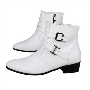 Trendy Men's Microfiber Leather Western Chelsea Boots Winter Autumn Custom Size 39-47 High Ankle Heel Anti-Slippery Zip Closure - Product Image 4