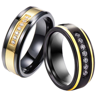 Bagues en carbure de tungstène avec incrustation de CZ noir de Cheng Jewelers, bagues de mariage romantiques pour hommes, cadeaux