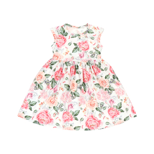 Vestido Casual sin Mangas para Niñas, Modelo BQA-188, 95% Poliéster, 5% Elastano, Color Rosa Floral, Estilo Línea A, Elástico - Product Image 2