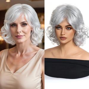 Perruque synthétique courte vintage style maman, en fibre haute température, avec filet rose, boucles pixie latines, pour femmes, usage quotidien et soirée - Product Image 3