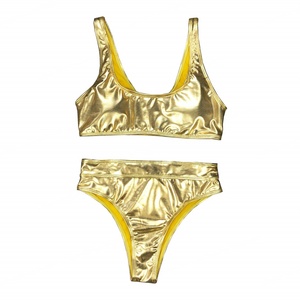 Traje de Baño Bikini Metálico Brillante de 2 Piezas Personalizado de Alta Calidad con Servicio OEM para Fitness Femenino, Deporte de Verano 2023 - Product Image 2