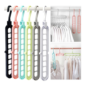 Chất Lượng Cao Tiết Kiệm Không Gian Nhựa Ma Thuật Quần Áo Móc Áo Với 9 Lỗ Có Thể Gập Lại Tủ Quần Áo Tổ Chức Lưu Trữ Giá Cho Tủ Quần Áo - Product Image 1