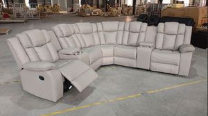 Electric Recliner <b>Bluetooth</b> Speaker Comfortable Leather Storage Armrests & Socket <b>Adapter</b> Sofa Set for Living Room - Product Image 3