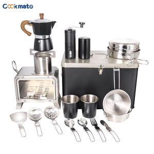 ماكينة صنع القهوة في الهواء الطلق مع غلاية وعاء موكا ، أواني تخييم ، تخييم مع موقد قابل للطي للخارج الكل في صندوق - Product Image 3