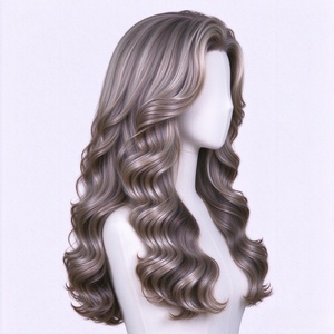 วิกผมแท้สีน้ำตาลประกายเทา แบบลอนยาว แสกข้าง - Product Image 3