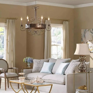 Chandelier chandelier Franklin Rust, luminaire en <span class=keywords><strong>fer</strong></span> forgé toscan, scrollwork en métal vieilli pour décor de foyer de salle à manger - Product Image 2