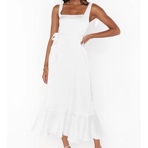 Vestido Midi de Verano Personalizado, Nuevo, Elegante y a la Moda para Mujer, Estilo Francés, Color Sólido, de Alta Calidad - Product Image 1