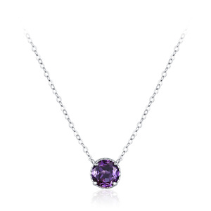 S925 Sterling Silver Elegant Purple Crystal Necklace and Earrings for Women - Simple, Versatile, and Elegant New Chinese Style - Product Image 2