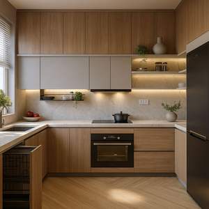 Armoires de cuisine CBMmart, <span class=keywords><strong>designs</strong></span> modernes personnalisés, laque brillante, placage bois, modulaires, bois massif, <span class=keywords><strong>designs</strong></span> de luxe - Product Image 2