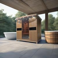 Sauna de Infrarrojos Moderna para Apartamento Montana, Bajo EMF, Cabina de Sauna de Madera de Cedro Rojo Sólido, Enchufe Estándar de EE. UU., 240V, para 2 Personas