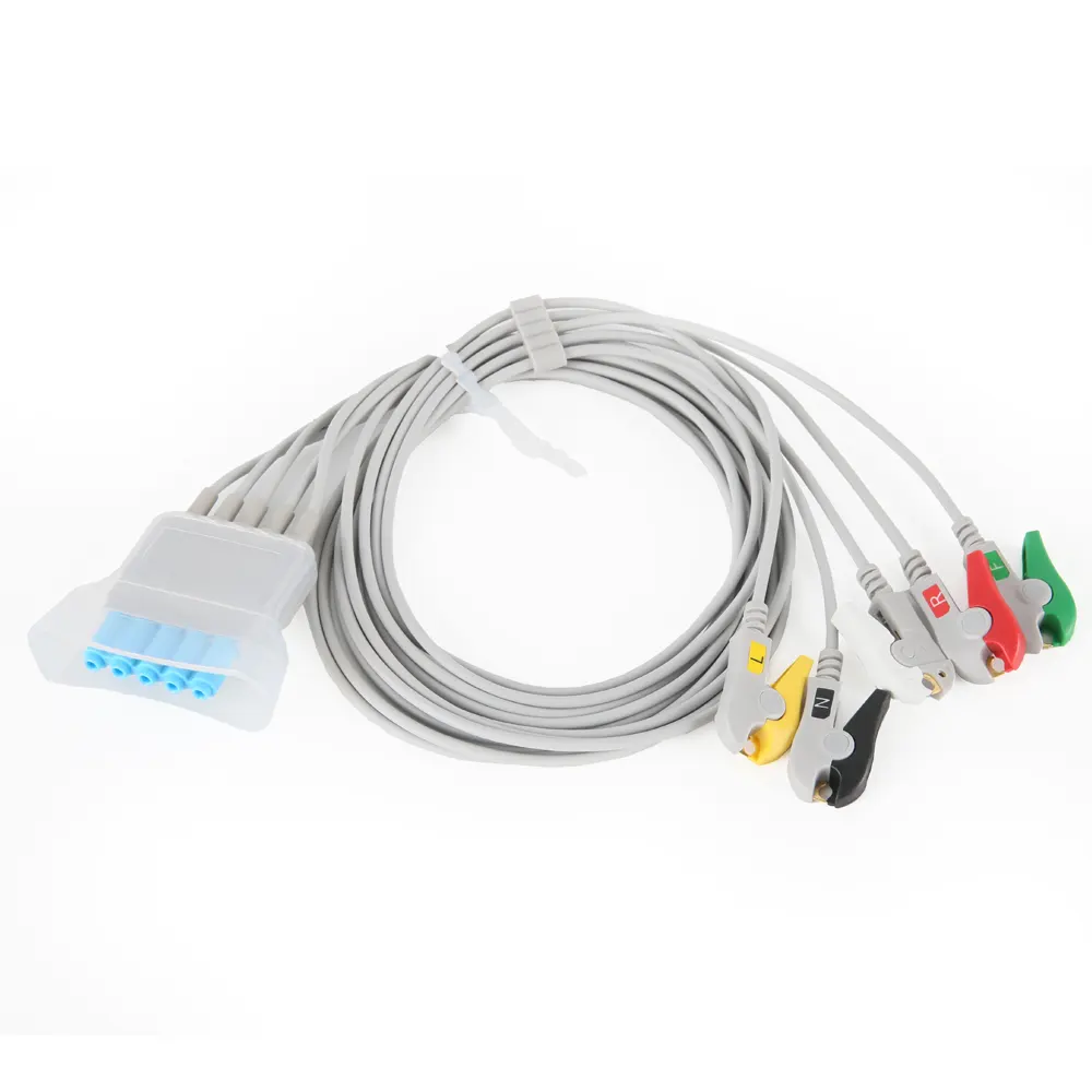 Hoge Kwaliteit Compatibel Met Hp M2600b/M2601b Viridia Ecg Leadwires 5 Leads Clip Ecg Kabel Aha Voor Patiënt Monitors