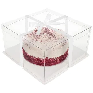 透明蛋糕盒4 6 8 10 12英寸单层和双层加高烘焙包装生日透明蛋糕盒